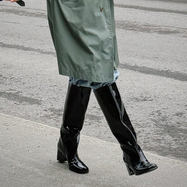 Bottes à talons noires vernies pour femmes 39EU