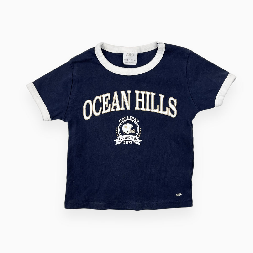 T-shirt bleu marine 'baby tee' en coton 'Ocean Hills Los Angeles' 8-9Y