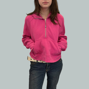 Pull fushia demi zip en coton femmes XS-S