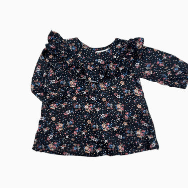 Robe noire en viscose imprimé 6-9M
