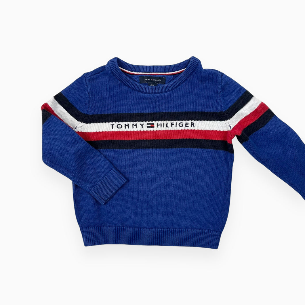 Pull en tricot de coton bleu royal XXS (fit 2-3Y)