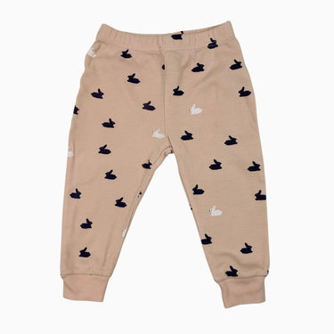 Legging rose 'lapins' en coton pimas 6-12M