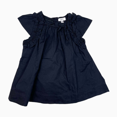 Blouse tunique noire avec volants plissés 6Y