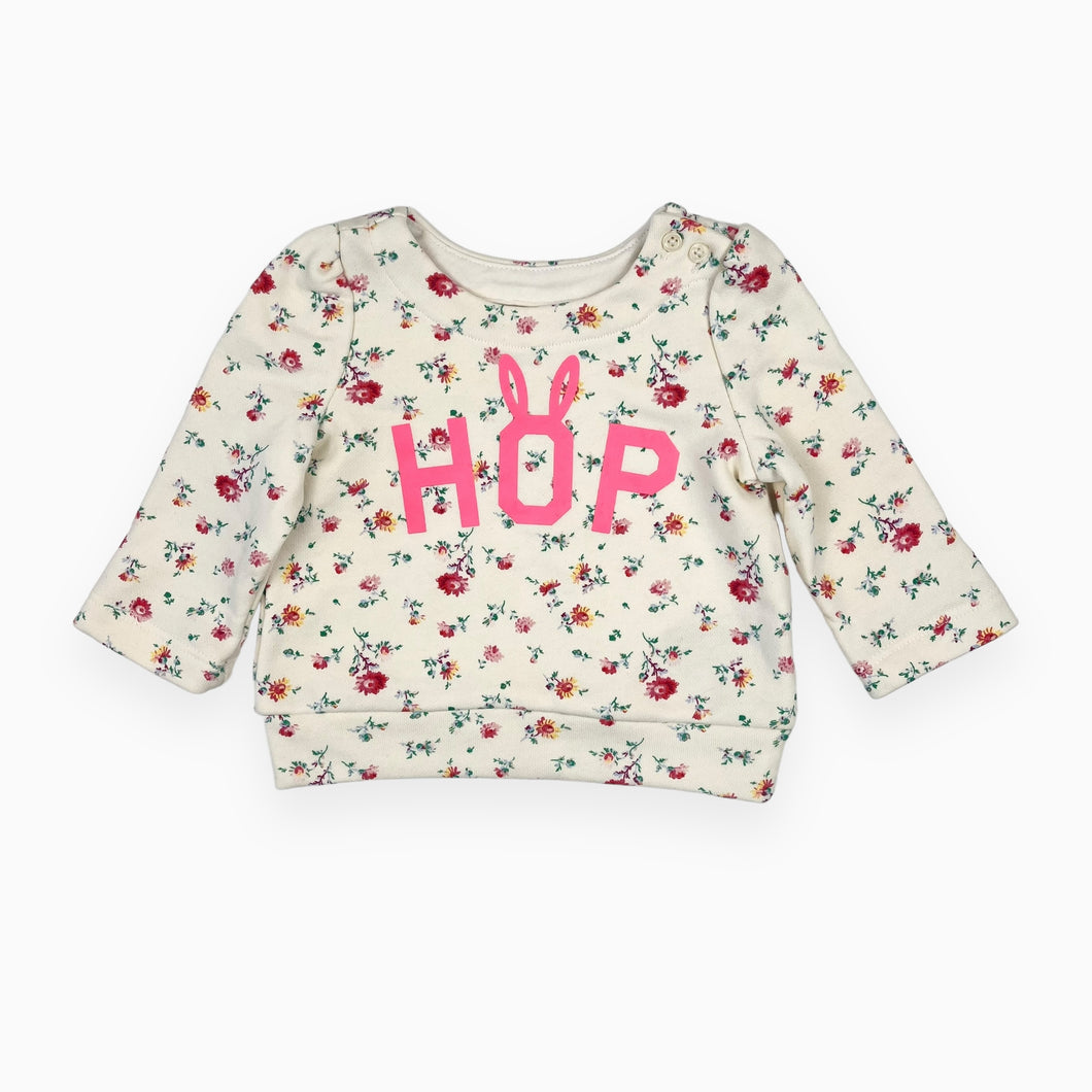 Pull crème en coton french terry et poly 'HOP' 3-6M