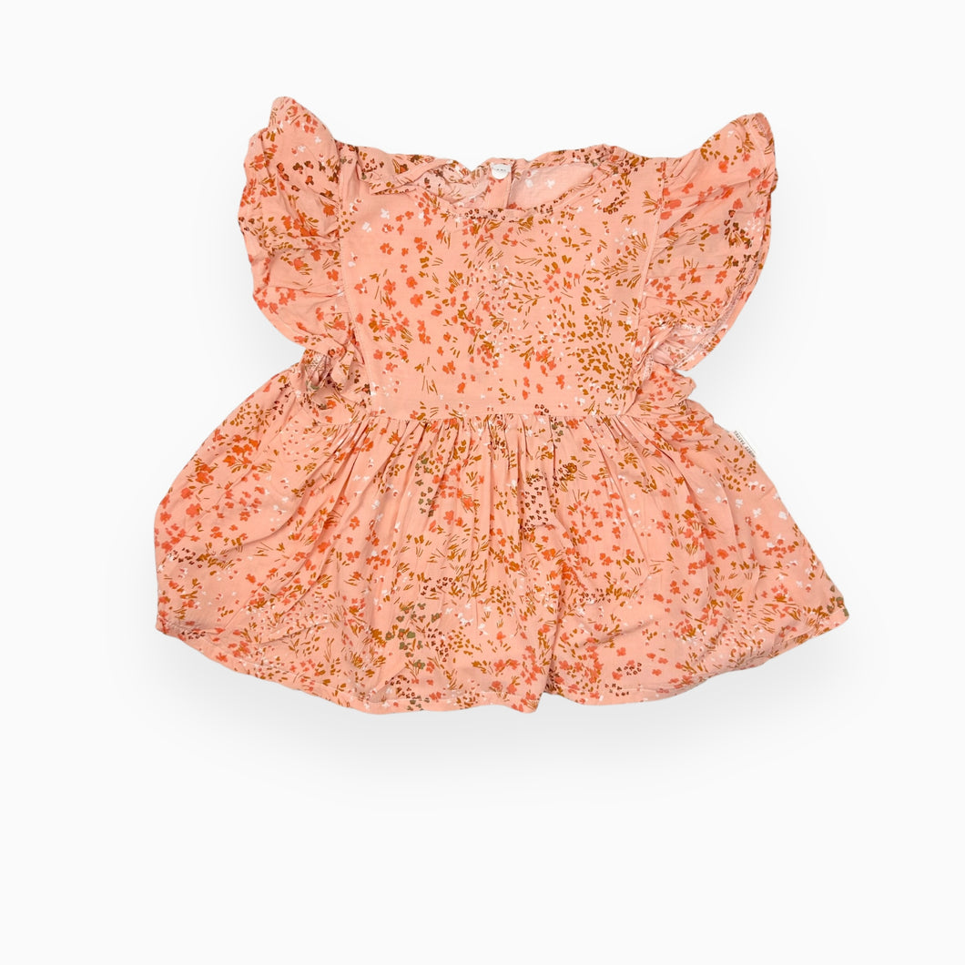 Blouse corail en viscose motif fleurs 4-5Y