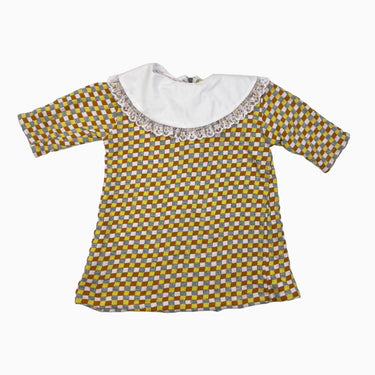 Robe à col large à damiers colorés vintage 18-24M