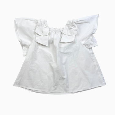 Blouse blanche avec noeuds 5-6Y