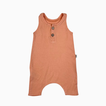 Combi sans manche orange en bambou et coton 0-6M