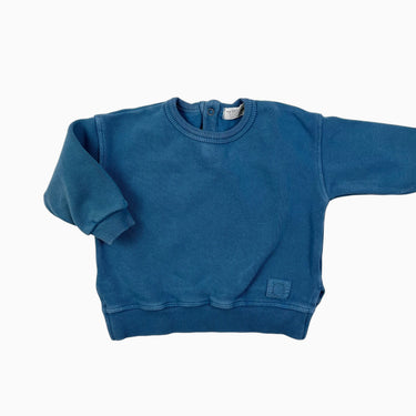 Pull bleu en coton bio et lycra 9M