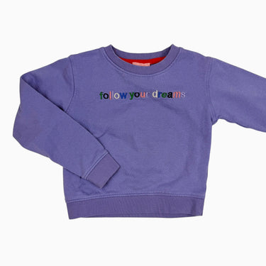 Pull violet 'follow your dreams" 4Y fit 3-4Y