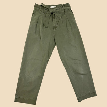 Pantalon vert ceinturé en coton pour femmes 25US