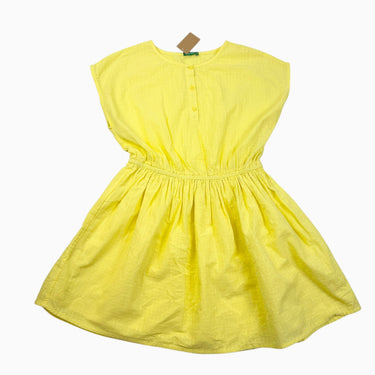 Robe jaune citron en coton point d'esprit 8-9Y