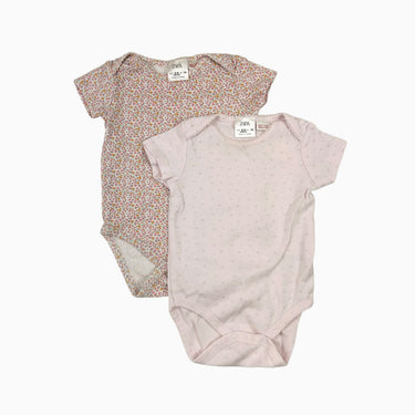 Duo de cache-couche rose fleuri 6-9M