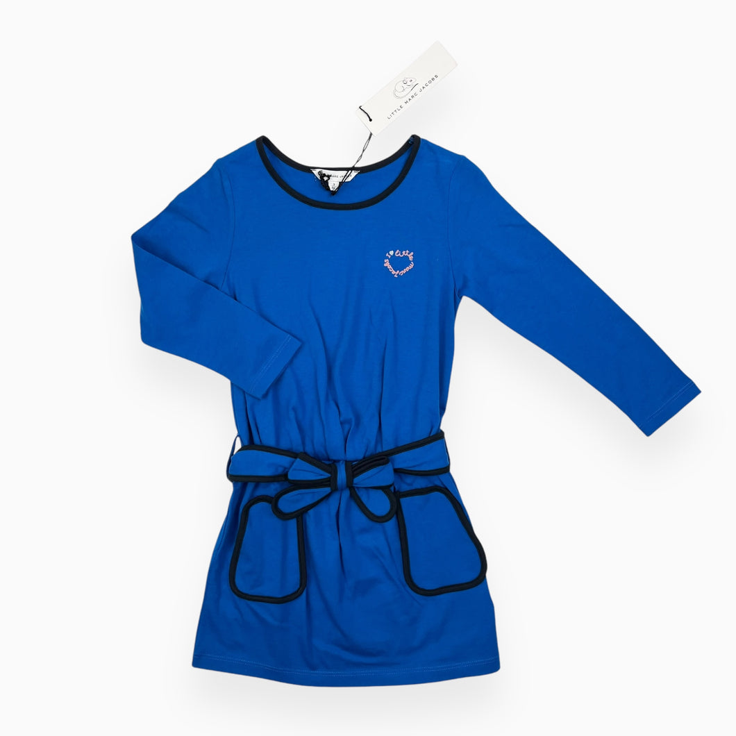 Robe bleue ceinturée en modal et coton avec imprimé coeur 3Y