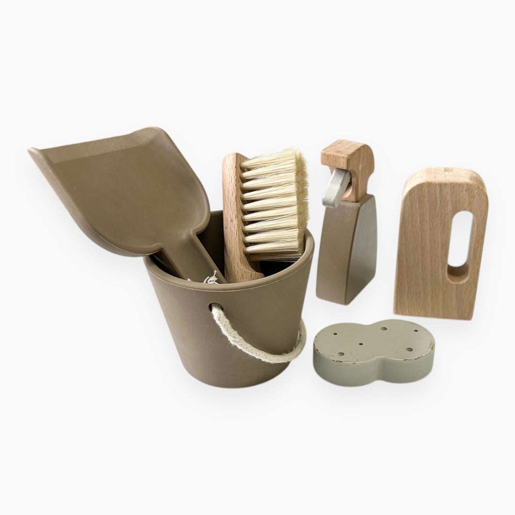 Ensemble de nettoyage en silicone et bois avec accessoires