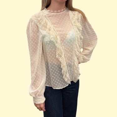 Blouse écru point d'esprit et dentelle pour femmes XS