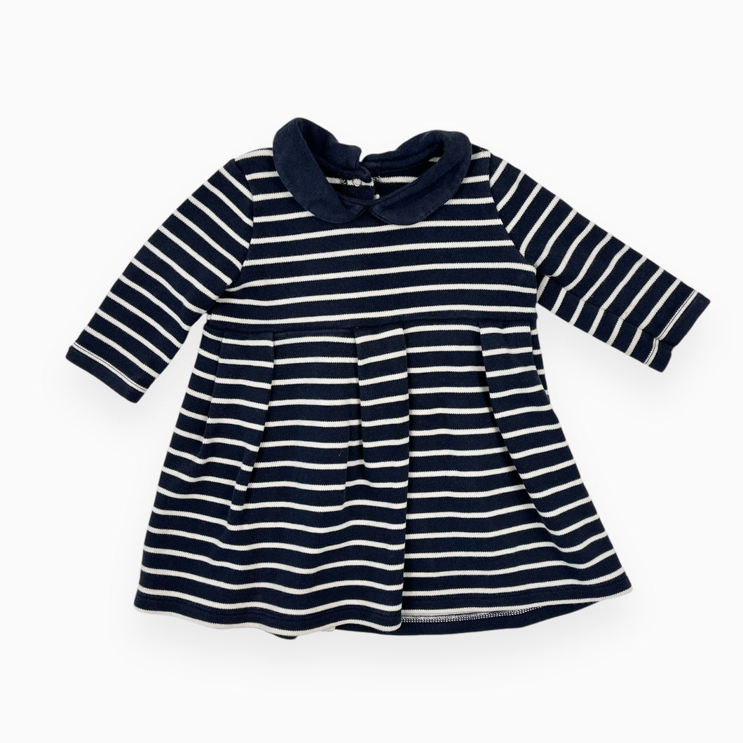 Robe marine en coton à rayures crèmes 6M