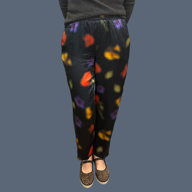 Pantalon noir tâcheté en soie pour femmes S