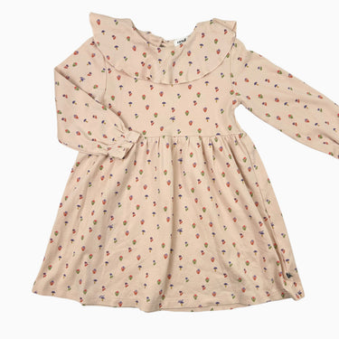 Robe à col rose pâle "fleurs" en coton pimas 3-4Y