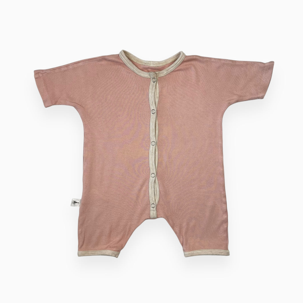 Combi rose pâle en coton bio et bambou 0-12M