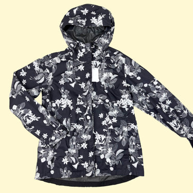 Coupe-vent noir enduit fleuri pour femmes M
