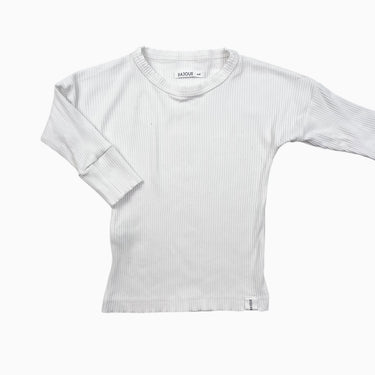 Chandail blanc en bambou et spandex cotelé 2-4Y
