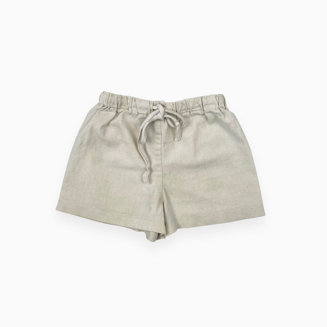 Short crème en lin et coton 6-12M