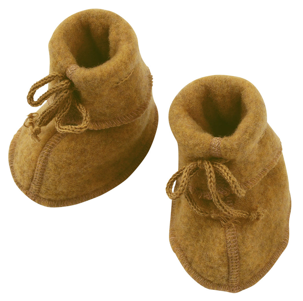 Wool Fleece Baby Booties | Saffron 0-3M