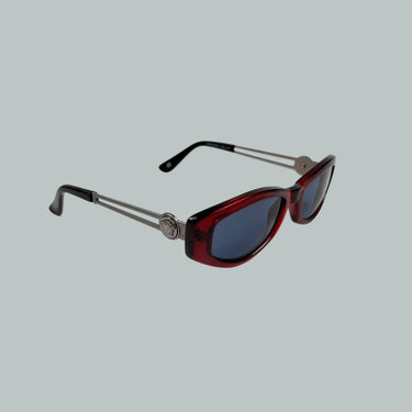 Lunettes soleil rouges et argent mat pour femmes