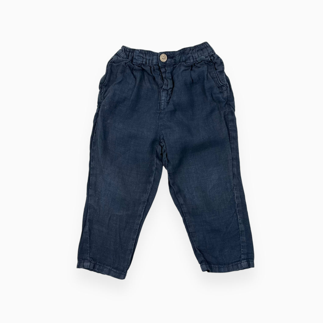 Pantalon bleu marin en lin 18-24M