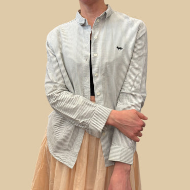 Chemise à rayures grises 'seersucker' en coton pour femmes 42EU