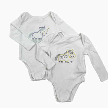 Duo de cache-couche blanc 'chevaux' 12M
