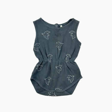 Barboteuse anthracite oiseaux en coton gaufré 6-12M