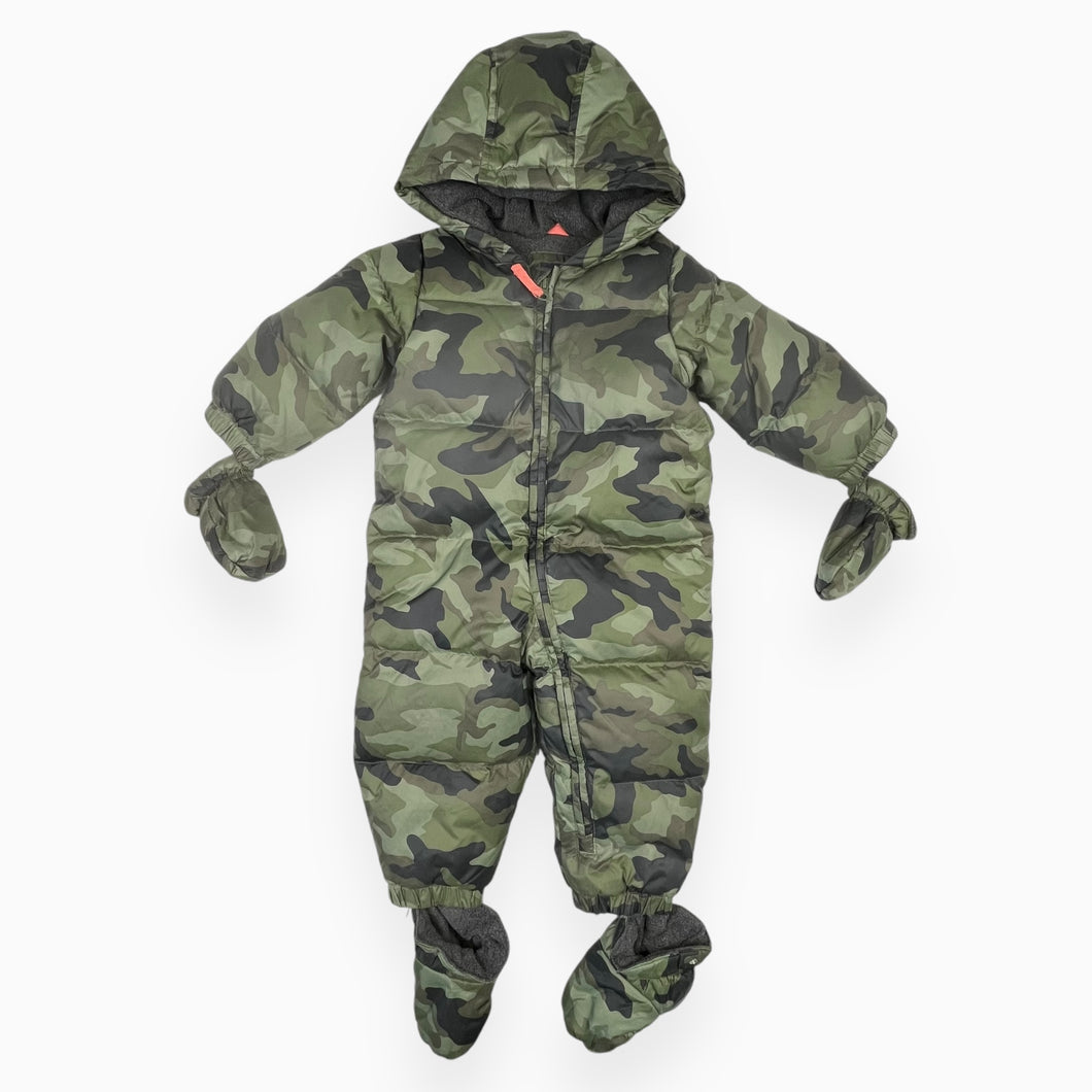 Habit de neige avec mitaines et chaussons à motif camoufflage doublé en polar 18-24M