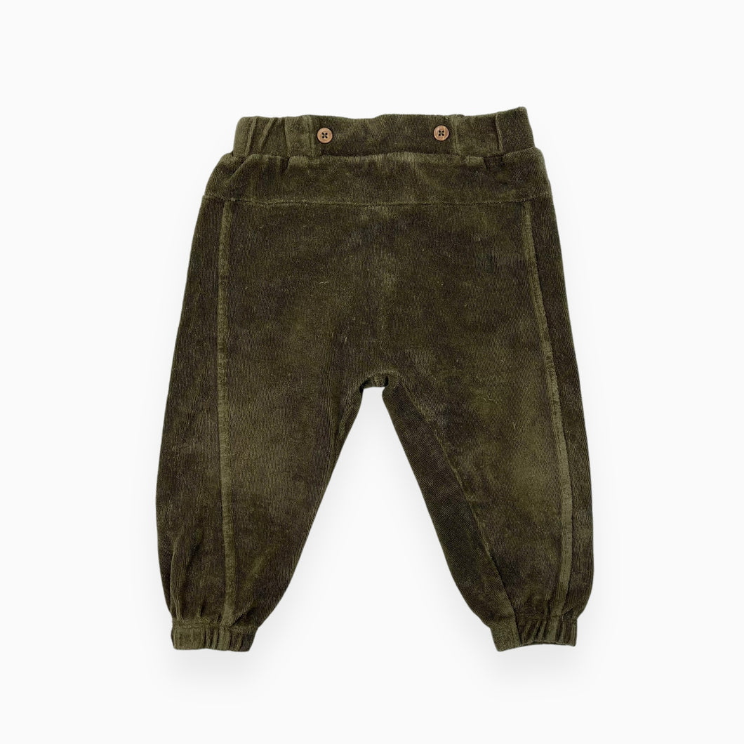 Pantalon vert olive en ratine de coton 12M