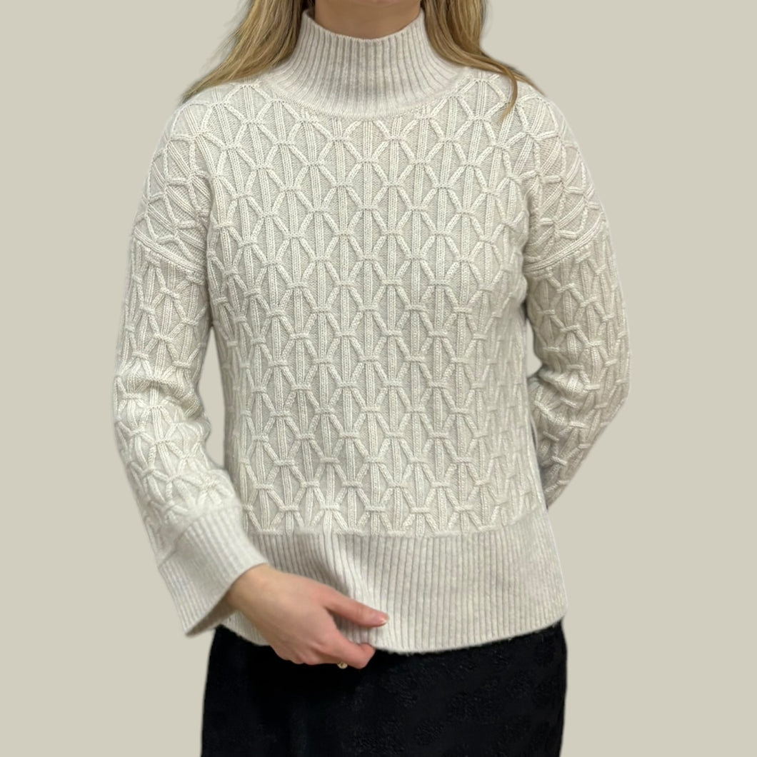 Pull ivoire en tricot croisé de cachemire et soie pour femmes XS