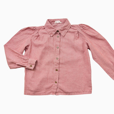 Chemise pied-de-poule rouge manche bouffrante 6Y