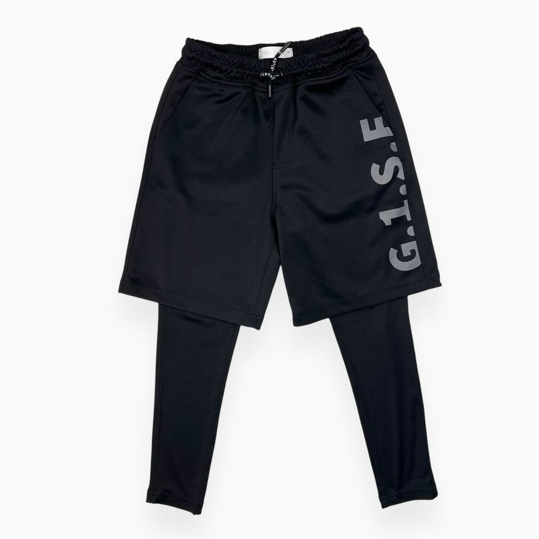 Pantalon noir de sport avec short intégré en poly 9Y