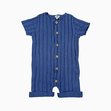 Combi short periwinkle en tricot de coton 18M