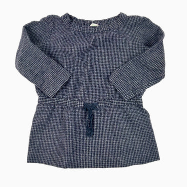 Tunique marine carreautée en coton et laine 8Y