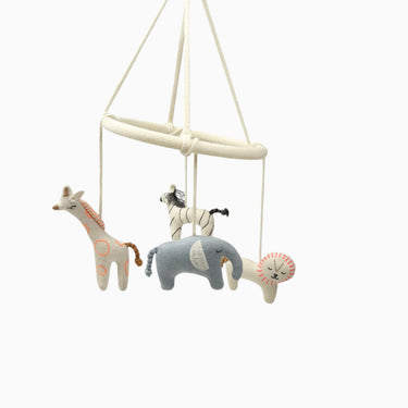 Mobile 'animaux' avec support en bois