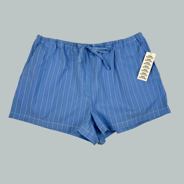 Short bleu océan à rayures blanches en coton et poly pour femmes M