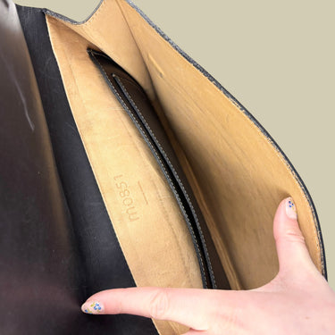 Sac en cuir noir à bandouillère 10x7po