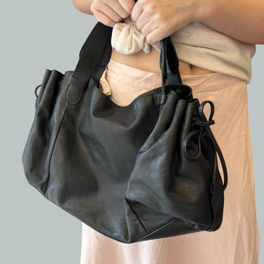 Sac à main noir en cuir 'Hobo' pour femmes