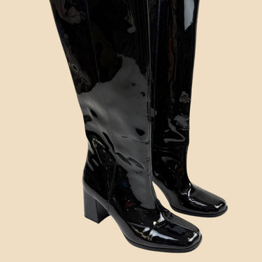 Bottes à talons noires vernies pour femmes 39EU