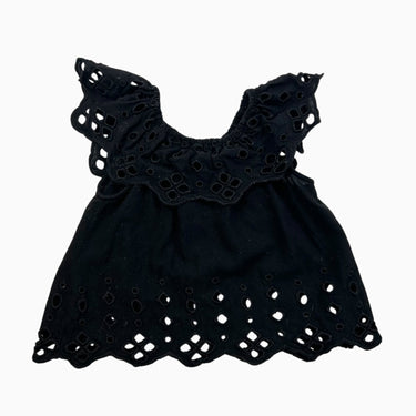 Blouse noire avec col large 'eyelet' 6Y