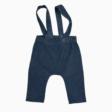 Pantalon à bretelle marine en corduroy 6M