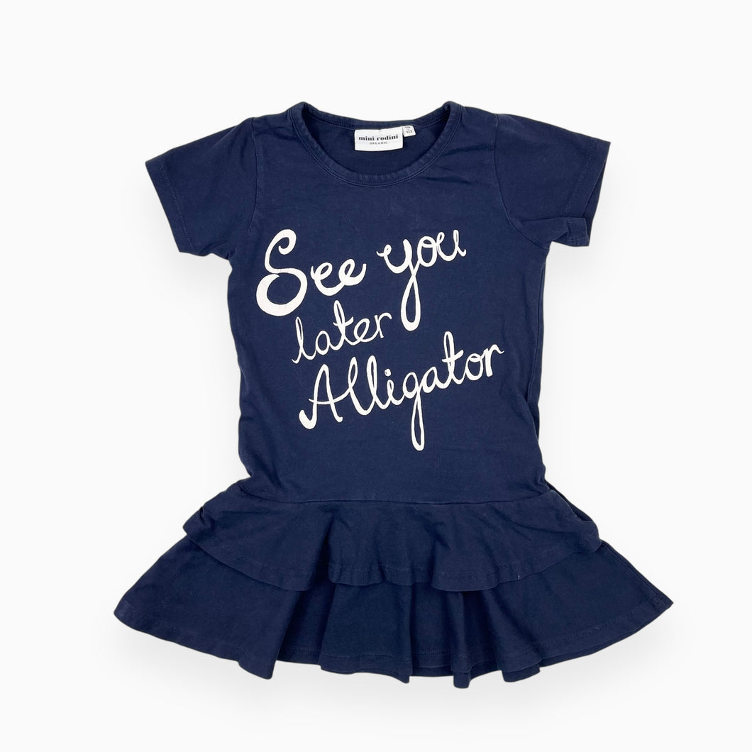 Robe marine en coton 'see you later Alligator' 116-122cm (6-7Y)