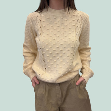 Pull vanille 'popcorn' en tricot de coton pour femmes S