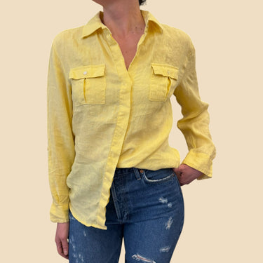 Chemise jaune en lin pour femmes M
